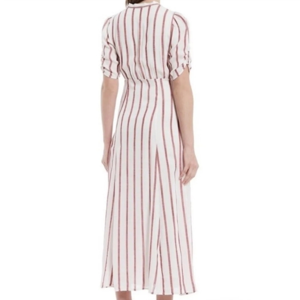 Chelsea & Violet Womens S Boho Maxi Summer Chic Dress Button Up White Red Stripe - Picture 2 of 12